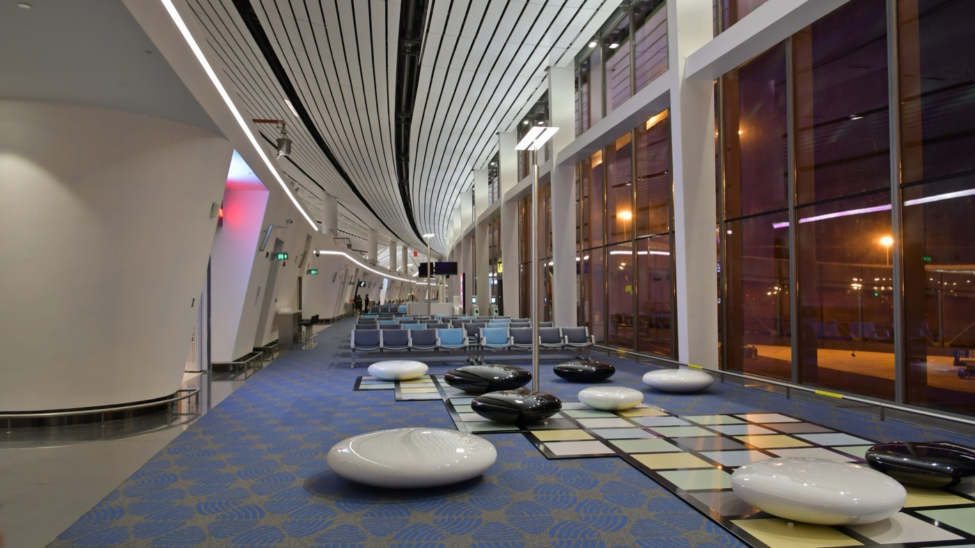 The vast terminal interior of Beijing Daxing airport