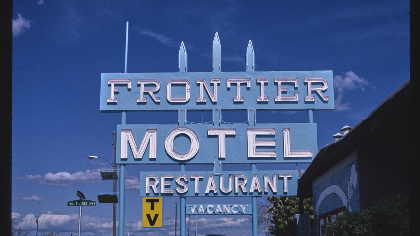 A neon motel sign in Kingman, Arizona